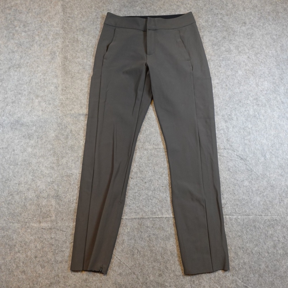 Athleta Pants Women 2 Gray Stellar Novelty Trouser Straight Leg Zip Ankle Travel